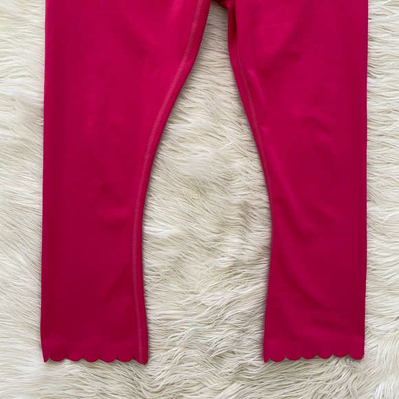 Kate Spade Pink Scalloped Hem High Rise Cropped Capri Crop Leggings - Picture 4 of 12